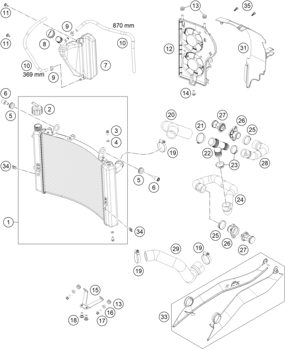 Plano de despiece: SISTEMA DE REFRIGERACION, hoja 1