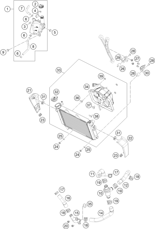 Plano de despiece: SISTEMA DE REFRIGERACION, hoja 1