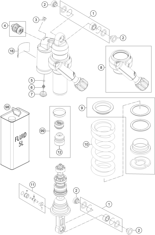 Plano de despiece: DESPIECE DE AMORTIGUADOR, hoja 1