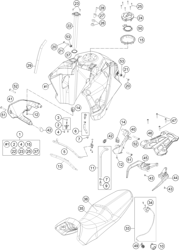Plano de despiece: DEPOSITO, ASIENTO, hoja 1
