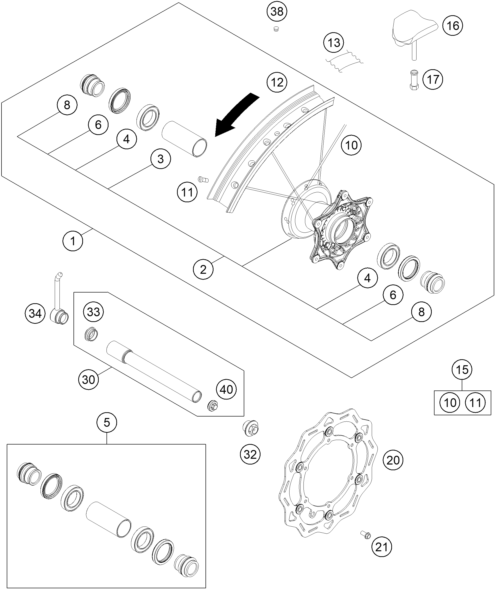 Plano de despiece: RUEDA DELANTERA, hoja 1