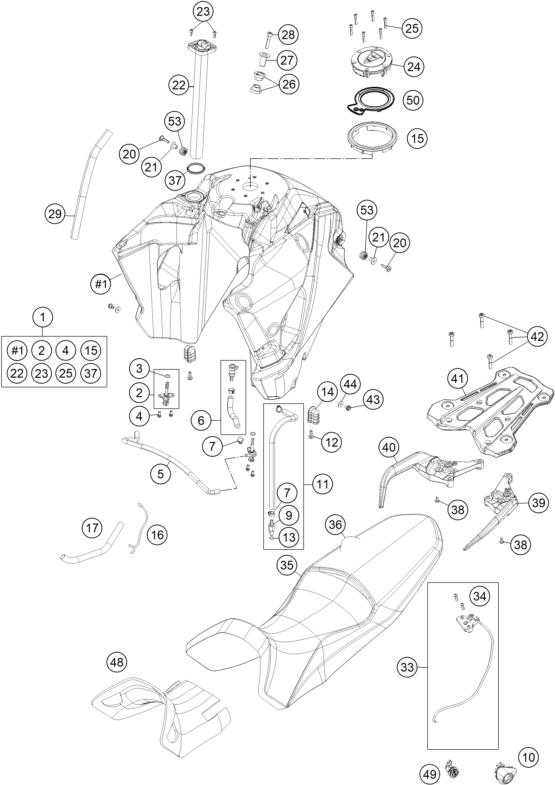 Plano de despiece: DEPOSITO, ASIENTO, hoja 1