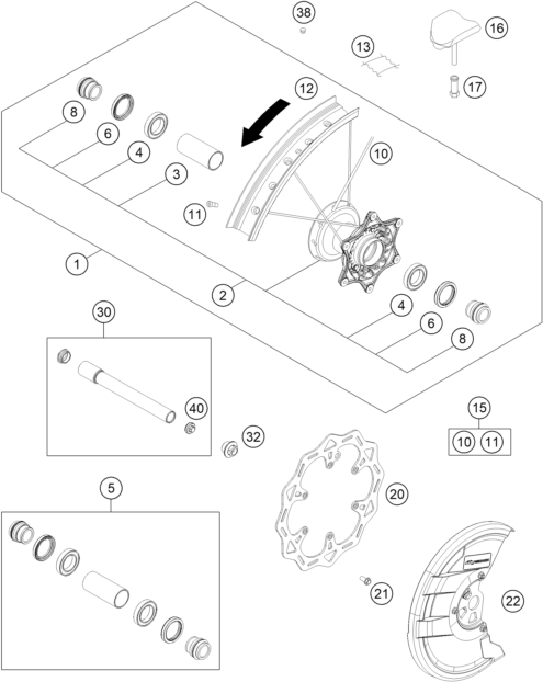 Plano de despiece: RUEDA DELANTERA, hoja 1
