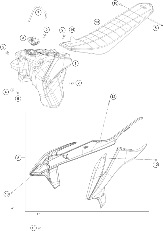 Plano de despiece: DEPOSITO, ASIENTO, hoja 1