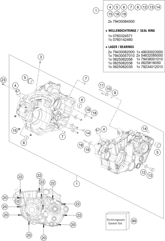 Plano de despiece: CARCASA DEL MOTOR, hoja 1