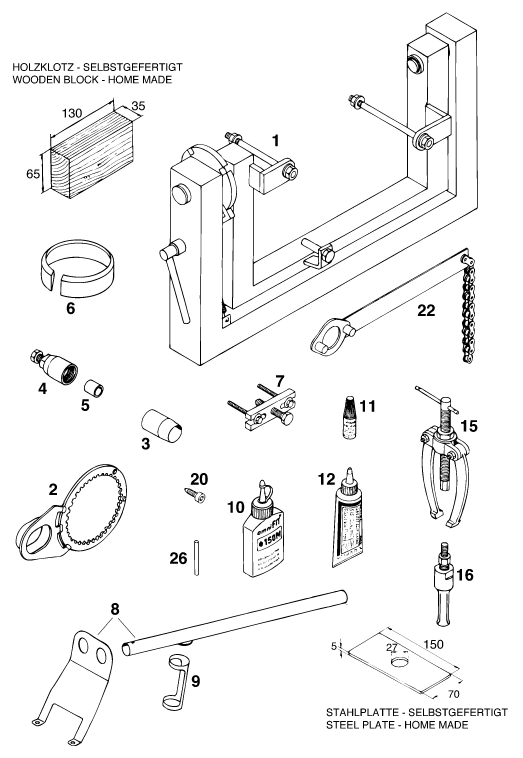 Plano de despiece: HERRAMIENTAS ESPECIALES (Motor), hoja 1