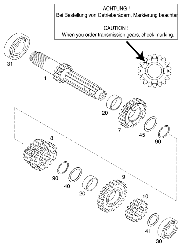 Plano de despiece: TRANSMISION I - EJE DE TRANSMISION, hoja 1