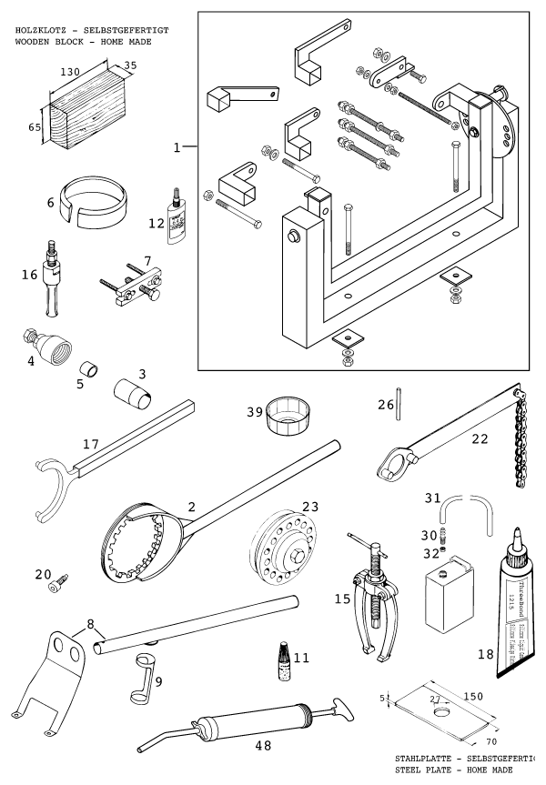 Plano de despiece: HERRAMIENTAS ESPECIALES (Motor), hoja 1